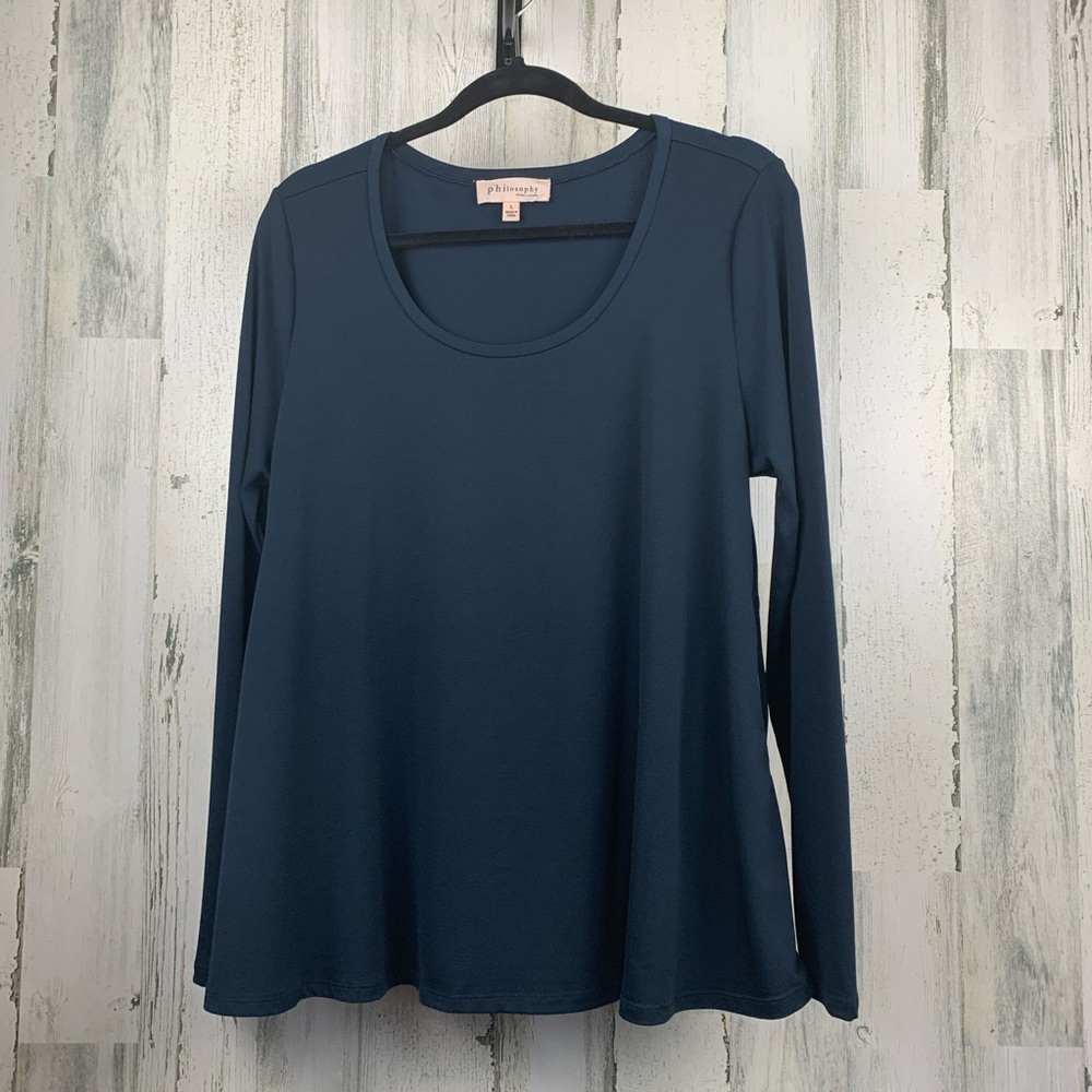 Philosophy Blue long sleeve side zipper. Size L